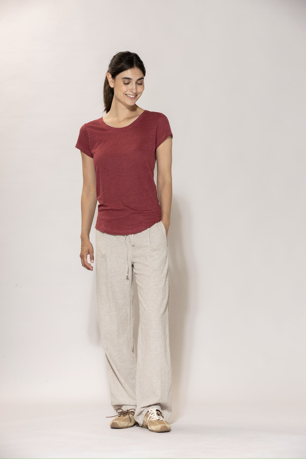 Lotta linen Tee - Cranberry