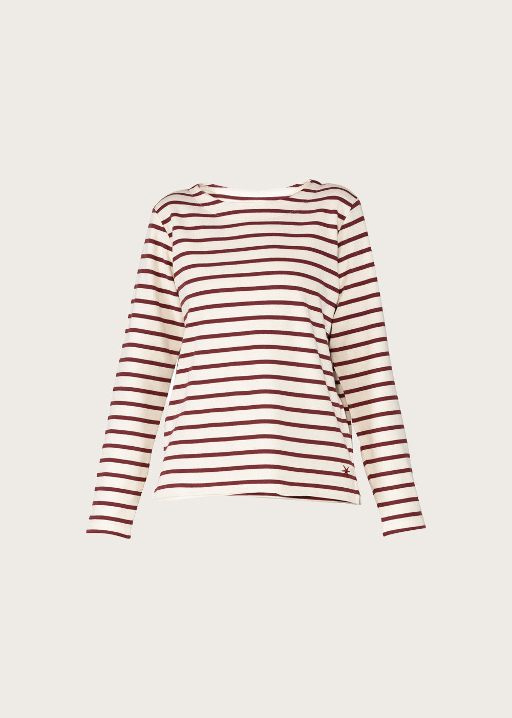 Donna Striped Blouse - Cream w/Burgundy