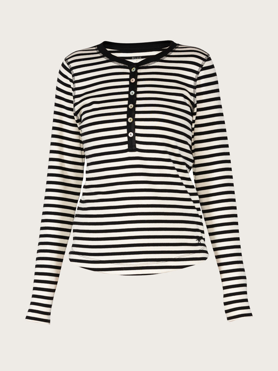 Majbritt Blouse - Black w/Cream