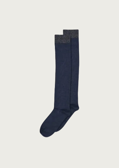 Wool/Silk Knee Socks (12-89510-0590) - Deep Navy