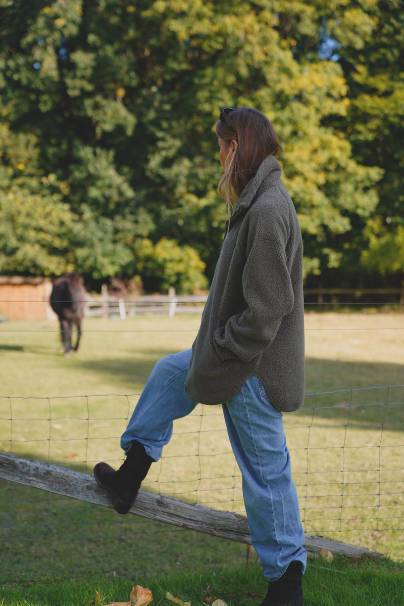 Aria Teddy Fleece Jacket - Dusty Brown