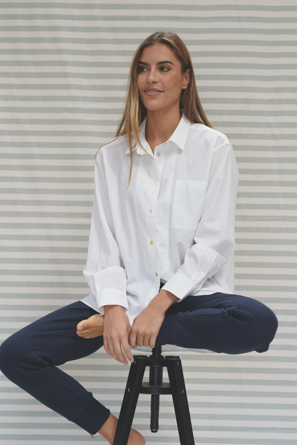 Cort Woven Pinstripe Shirt - White