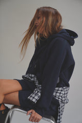 Camille Quilt Hoodie - New Navy