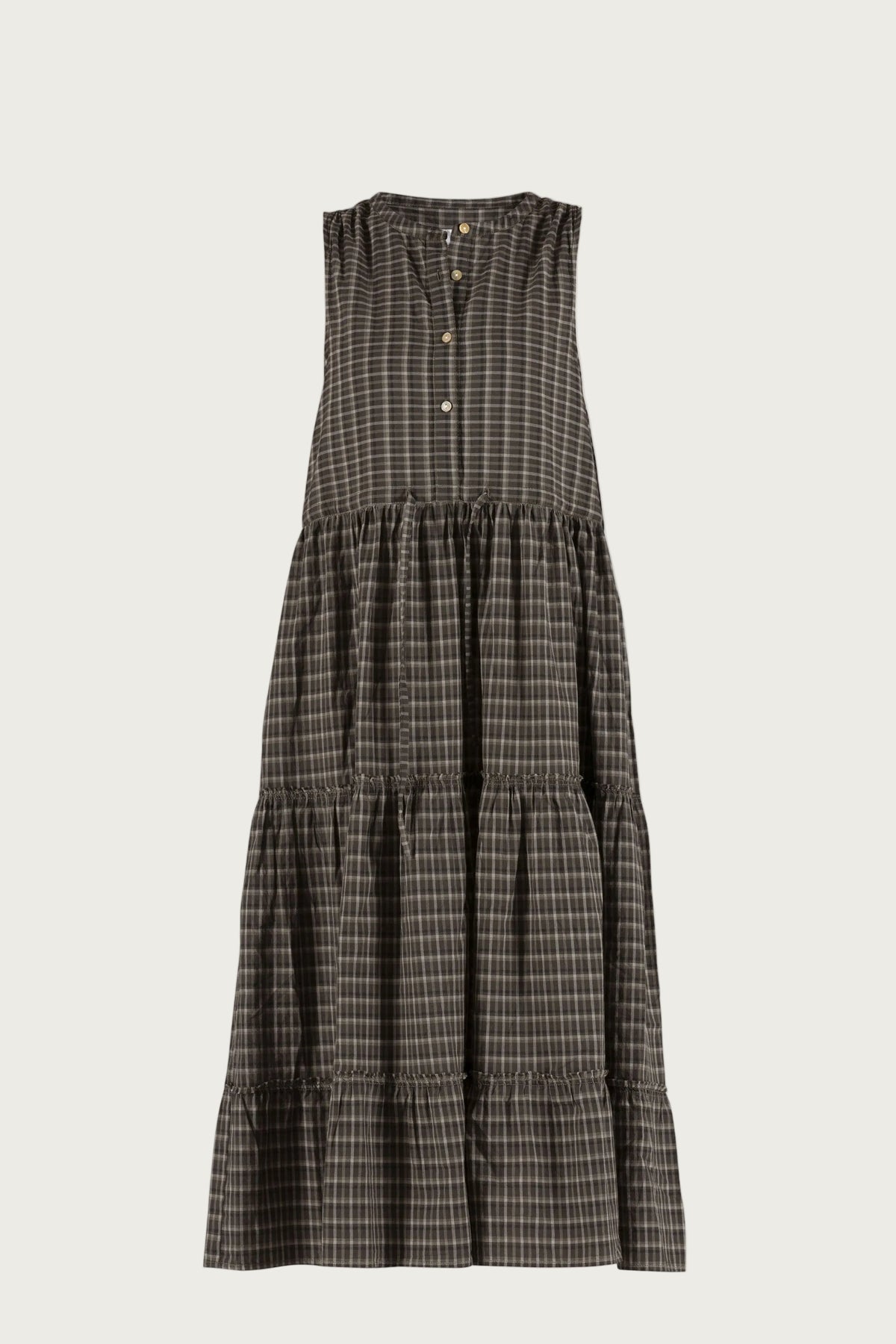 Linett voile check Dress - Coffee check