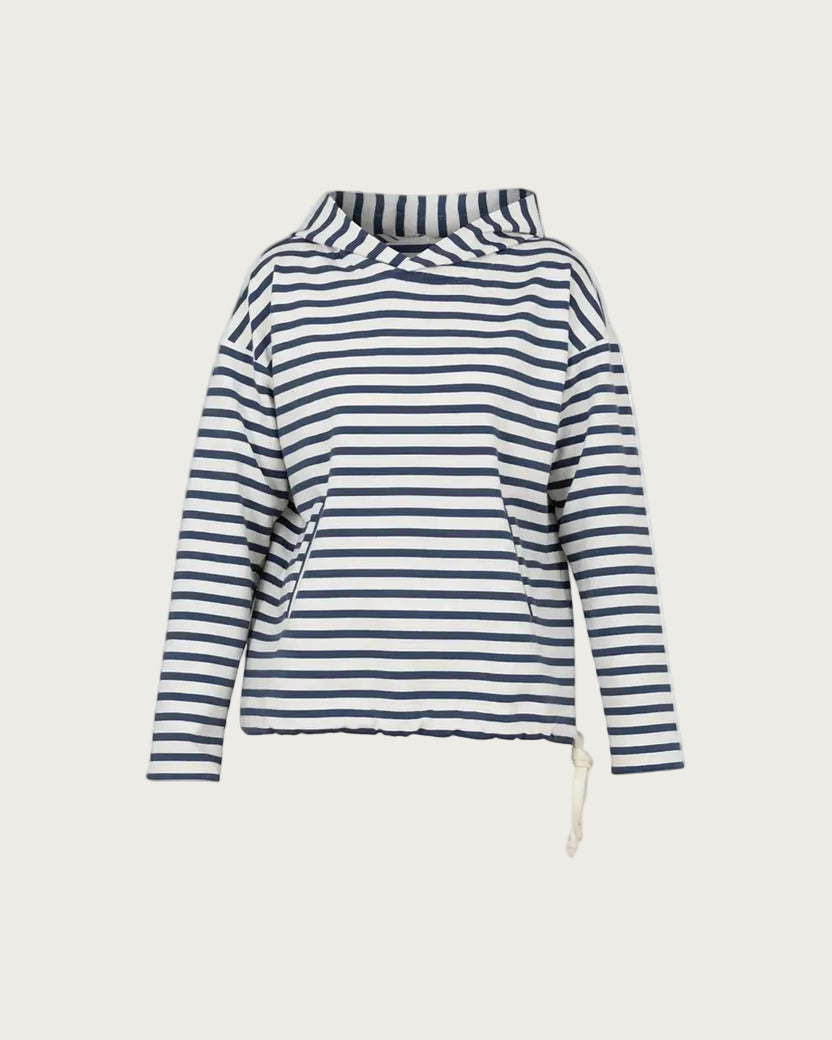 Cari Hoodie - Ecru w/Ink blue
