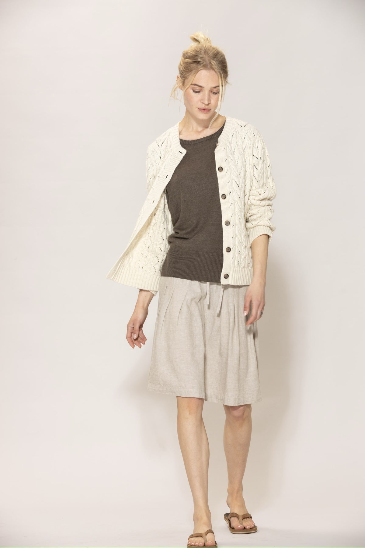 Anemone linen Skirt - Chalk Melange