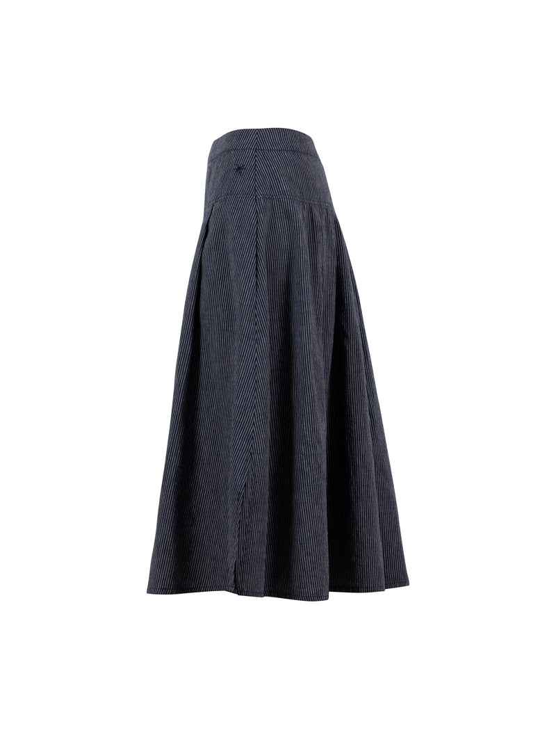 Alma Long Striped Skirt Deep Navy/Grey