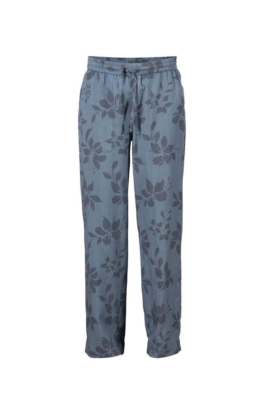 Anisette Flower Print Trousers - Iron Blue