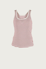 Annamay Striped Top - Ecru w/Cranberry