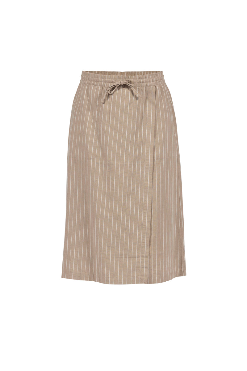 Anouska Striped Long Skirt - Dark Khaki/Kit