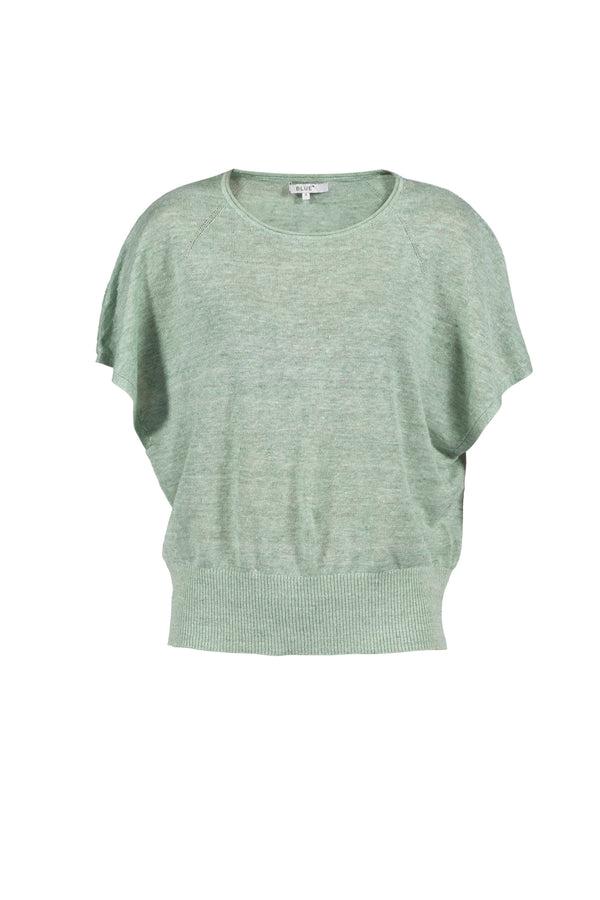 Asta linen Knit short sleeve - Spring Green melange