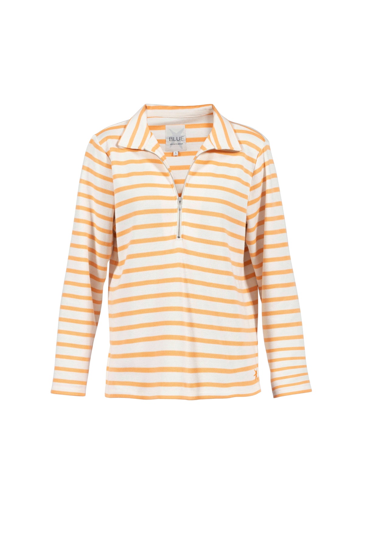Barbara Striped 1/2 Zip Polo Blouse - Ecru/Sunrise