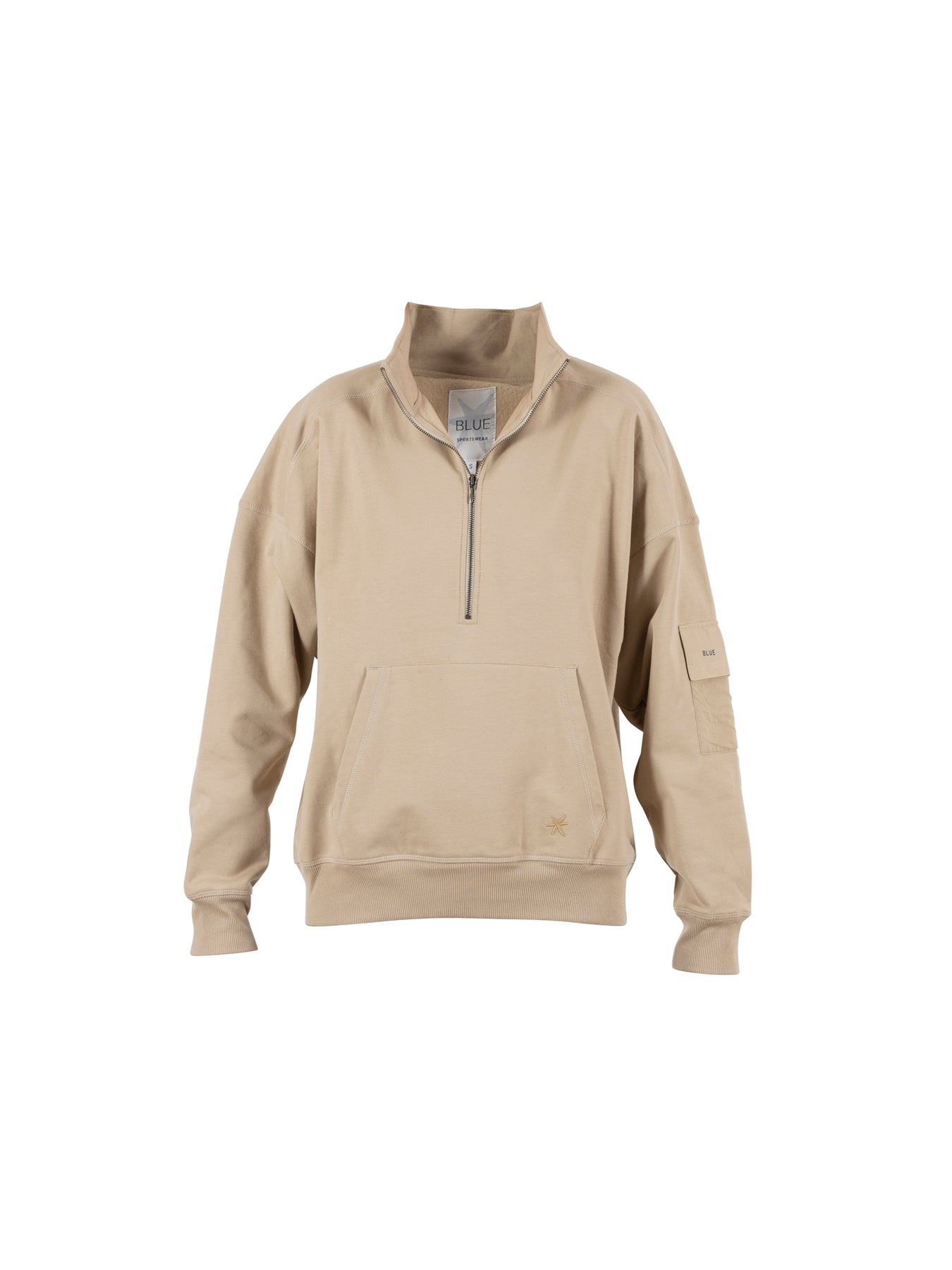 Burns 1/2 Zip Sweat - Khaki