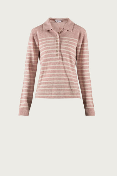 Franceska Wool Polo Knit - Old Rose Melange