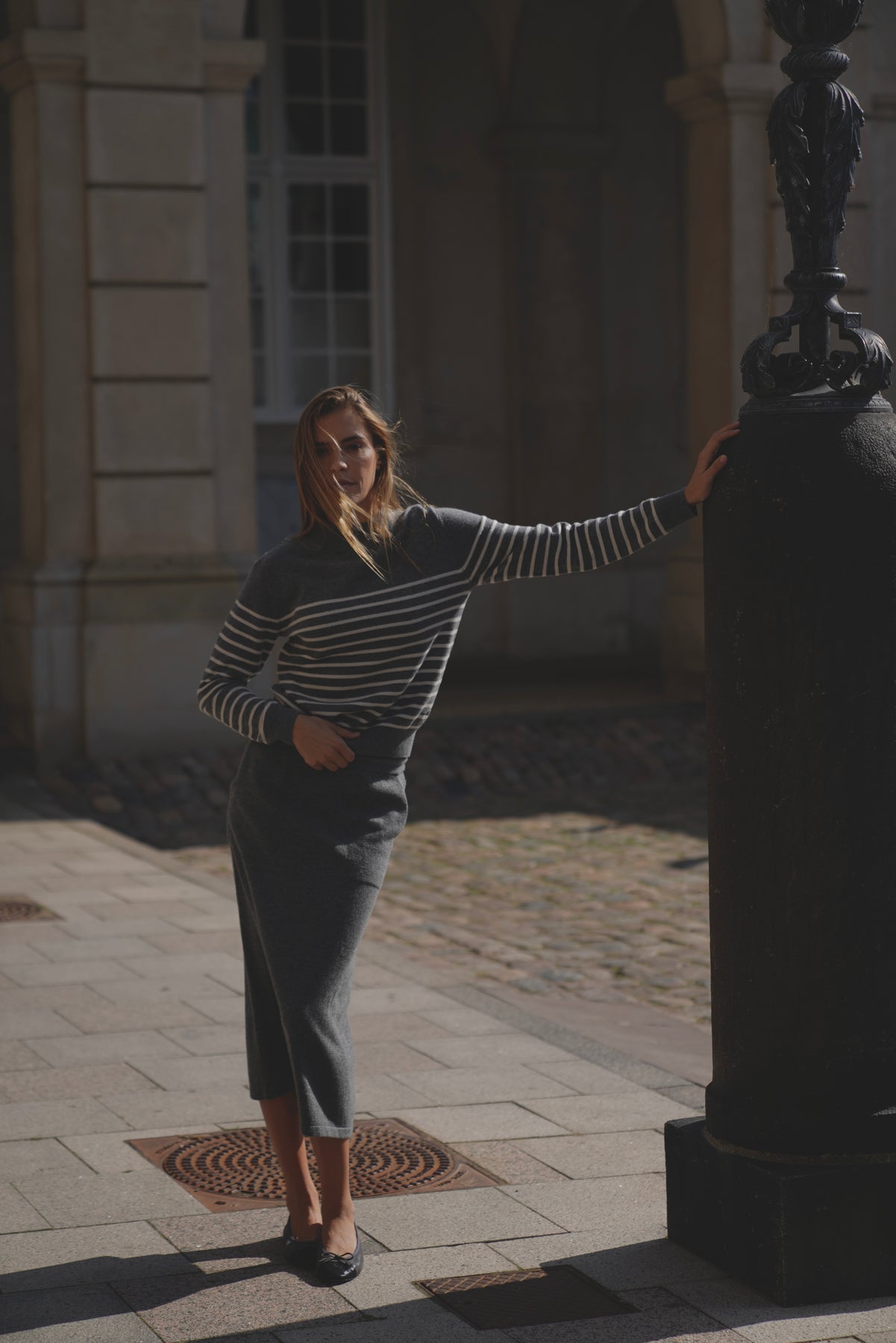 Carmen Wool Knit Skirt - Iron Grey Melange