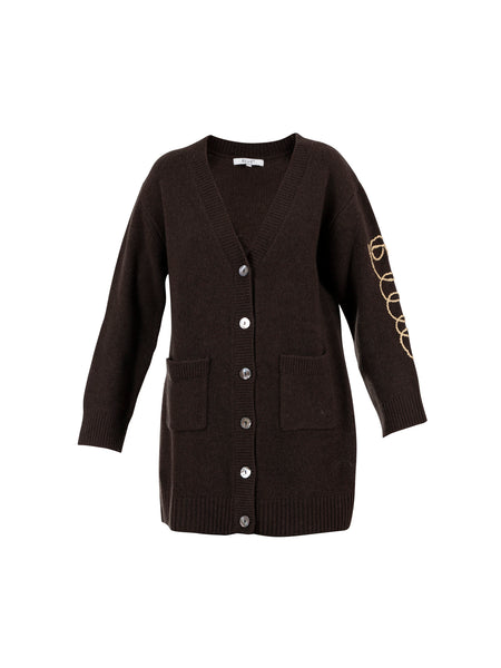 Carlton Long Wool Knit Cardigan - Dusty Brown
