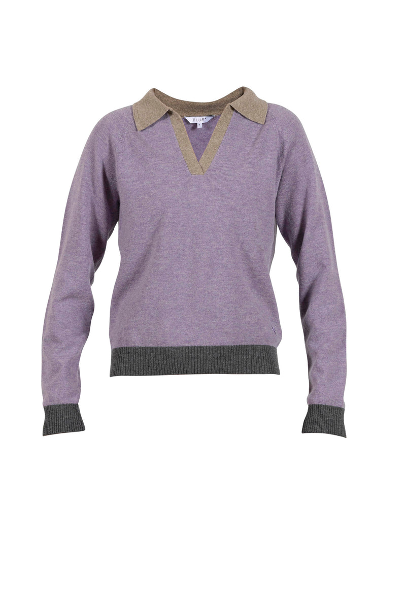 Caroline Polo Wool Knit - Thistle Melange