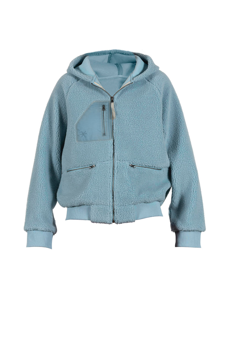 Celene Teddyfleece Bomber Jacket - Ice Blue Melange