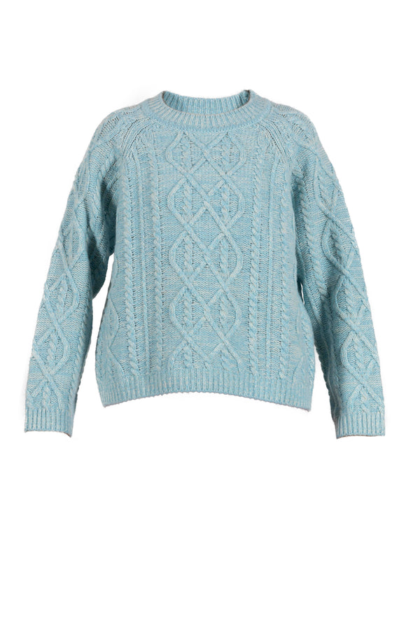 Cortney Cable Knit - Ice Blue Melange