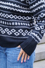 Fe Jaquard Knit - Black/Cream