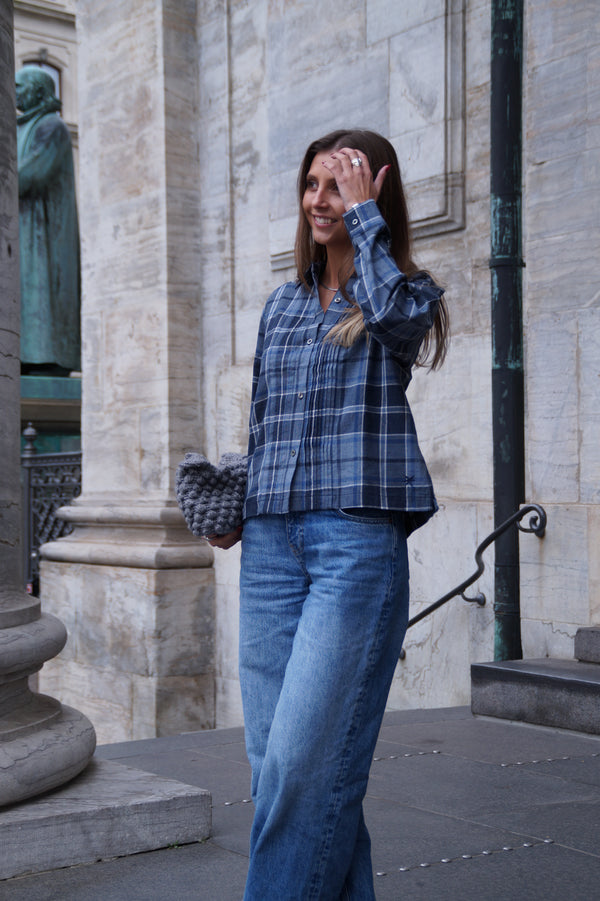 Glorie Cotton Check Shirt - New Navy