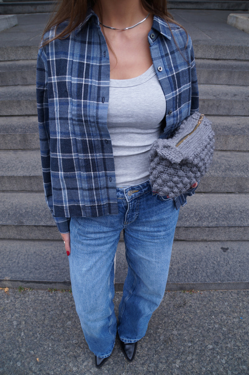 Glorie Cotton Check Shirt - New Navy