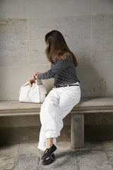 Ditte Striped Rib Tee - Black/Ecru