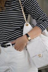 Ditte Striped Rib Tee - Black/Ecru