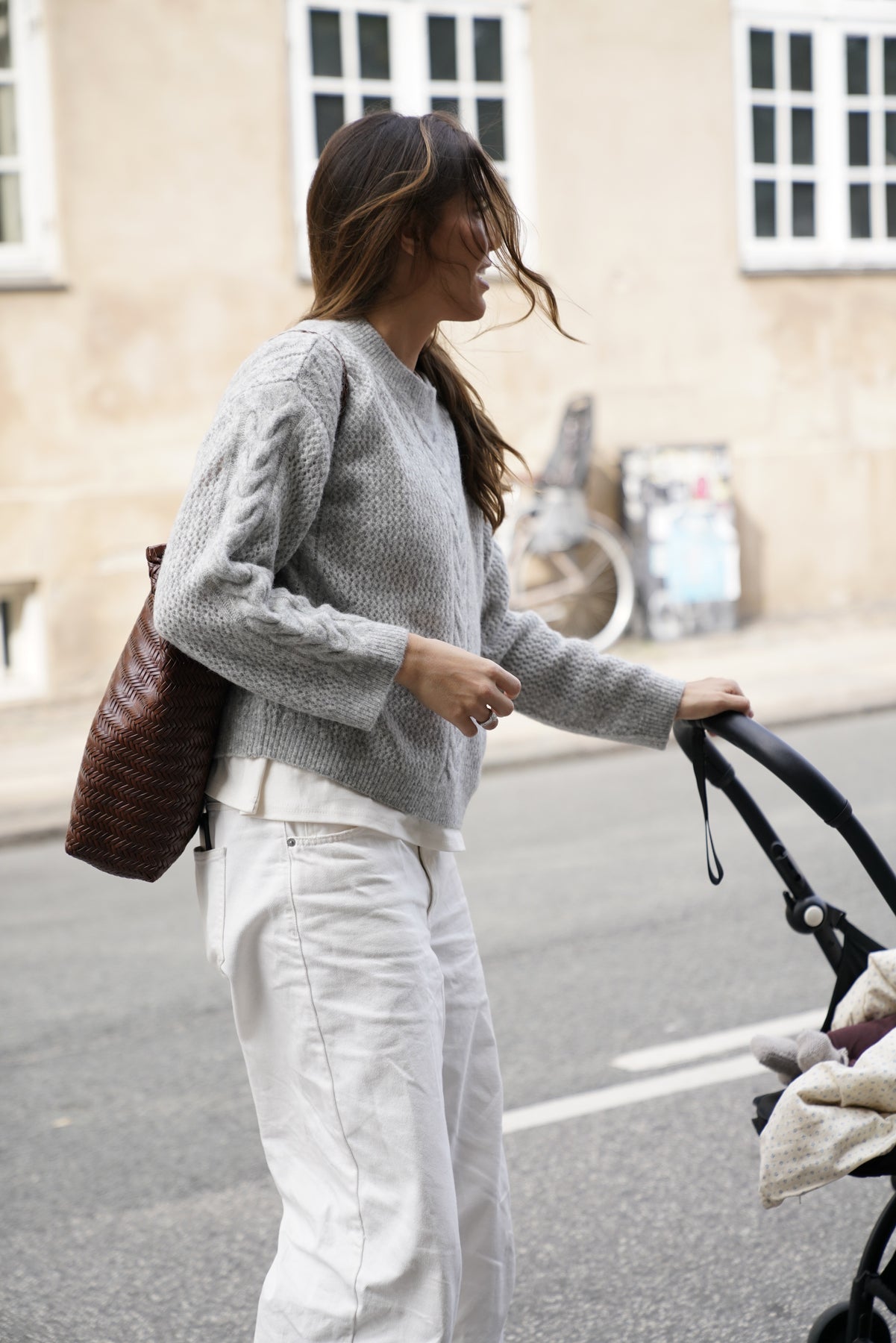 Frigga Cable Knit - Light Grey/Melange