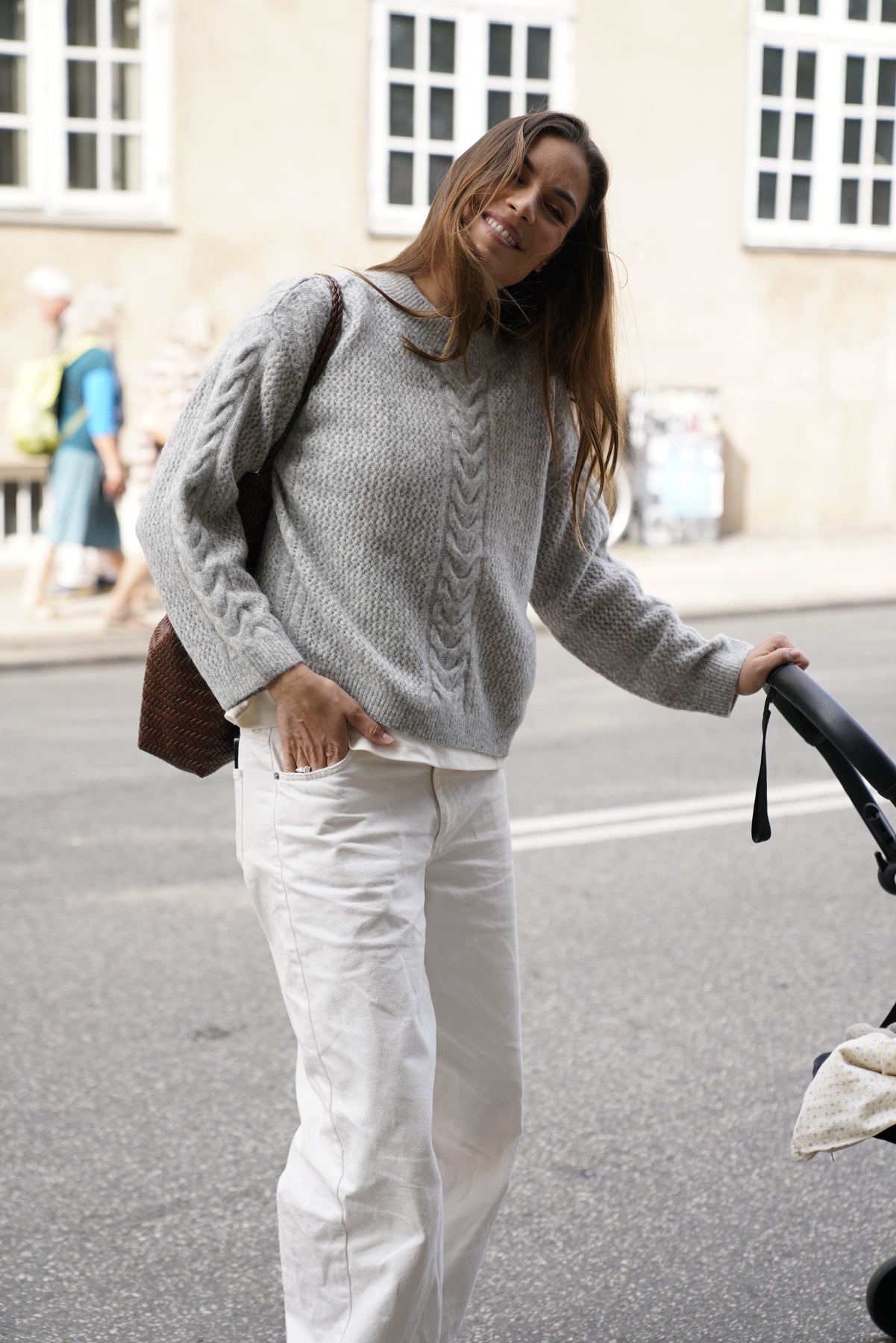 Frigga Cable Knit - Light Grey/Melange