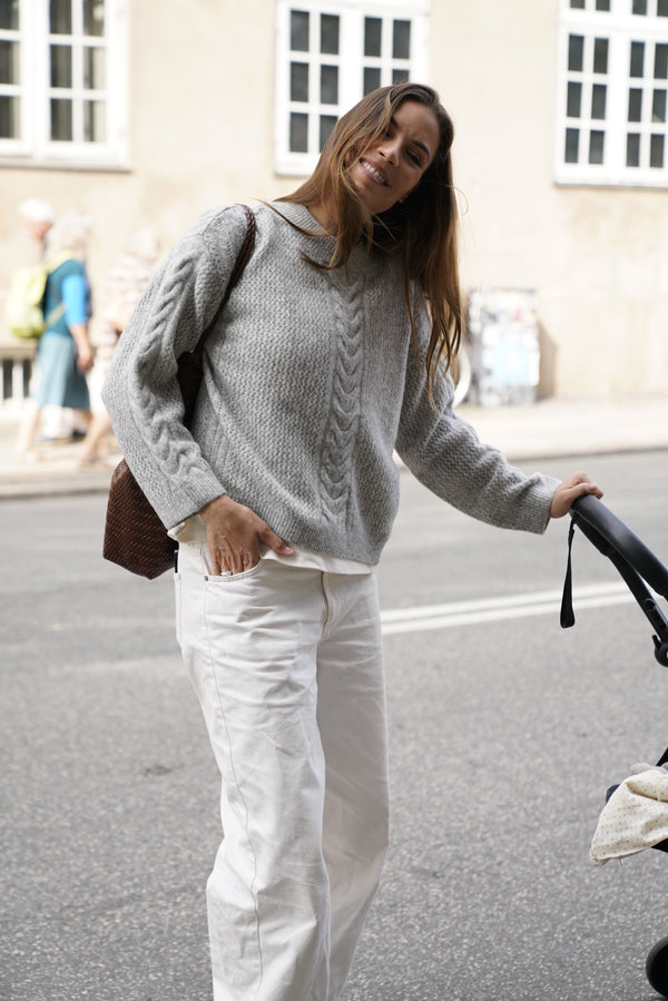 Frigga Cable Knit - Light Grey/Melange