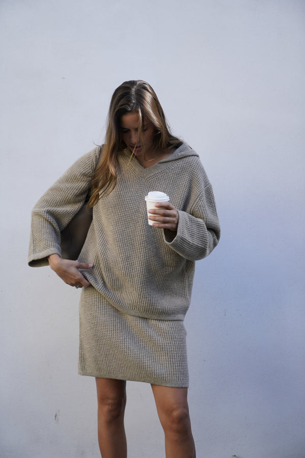 Freja Merino Knit Skirt - Light Camel Melange