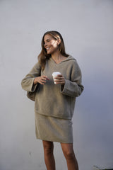 Freja Merino Knit Skirt - Light Camel Melange