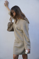 Frauke Merino Knit Hoodie - Light Camel Melange