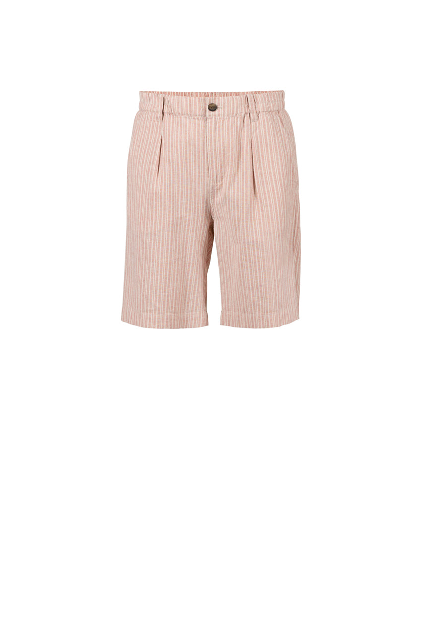 Davida Striped Bermudas - Deep Rose/Chalk