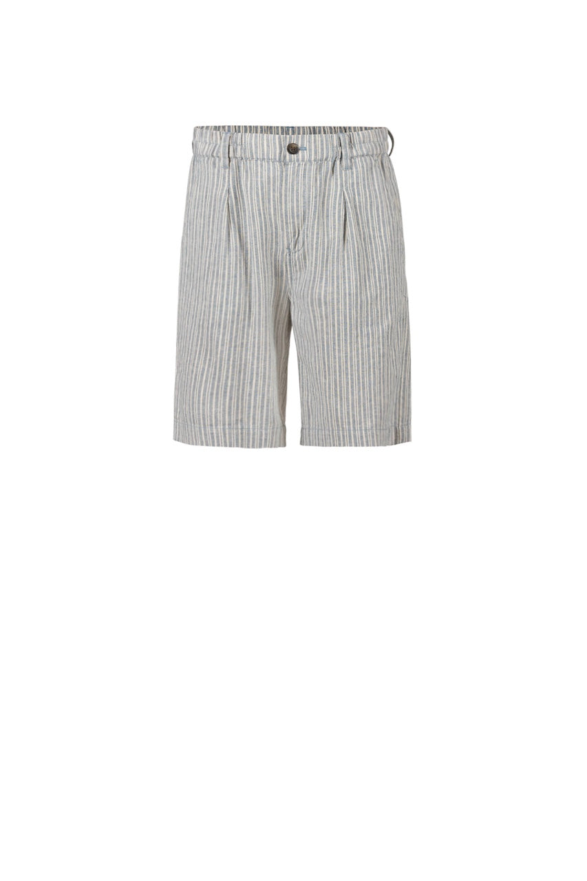 Davida Striped Bermudas - Iron Blue/Chalk