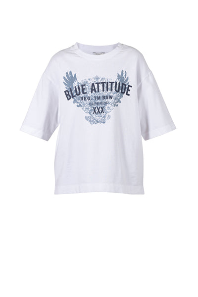 Diddi Oversized Tee - White/Denim Print