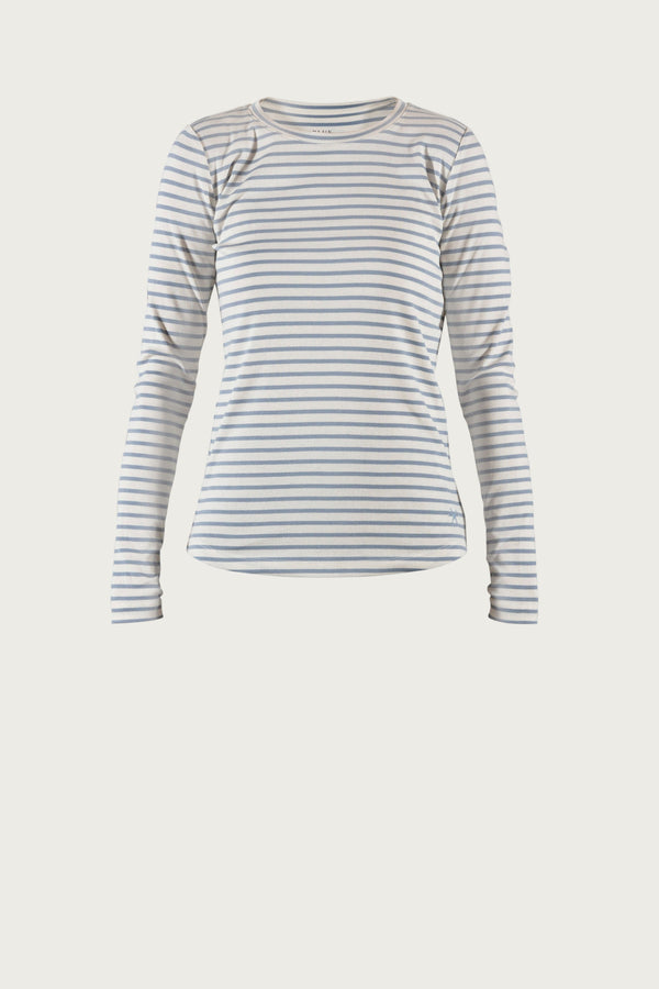 Ditte Striped Rib Tee - Ecru/Dusty Blue