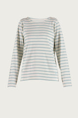 Donna Striped Blouse - Ecru w/Aqua