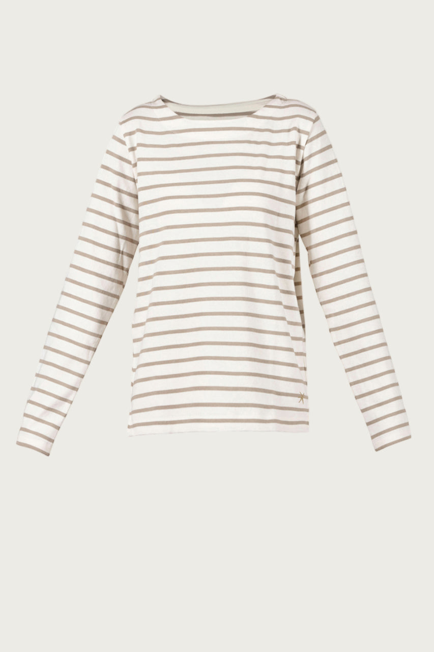 Donna Striped Tee - Ecru/Khaki