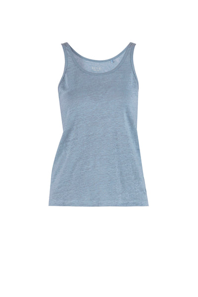 Doris linen Top - Dark Skyblue