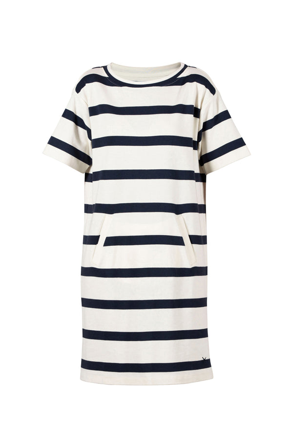 Dusina Striped Dress - Ecru/New Navy