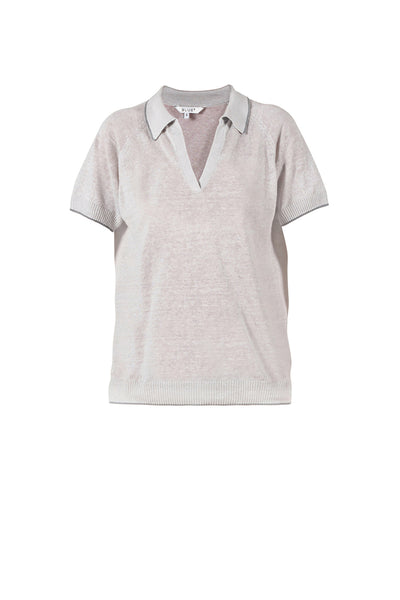 Ellis Linen Polo Knit - Silvergrey
