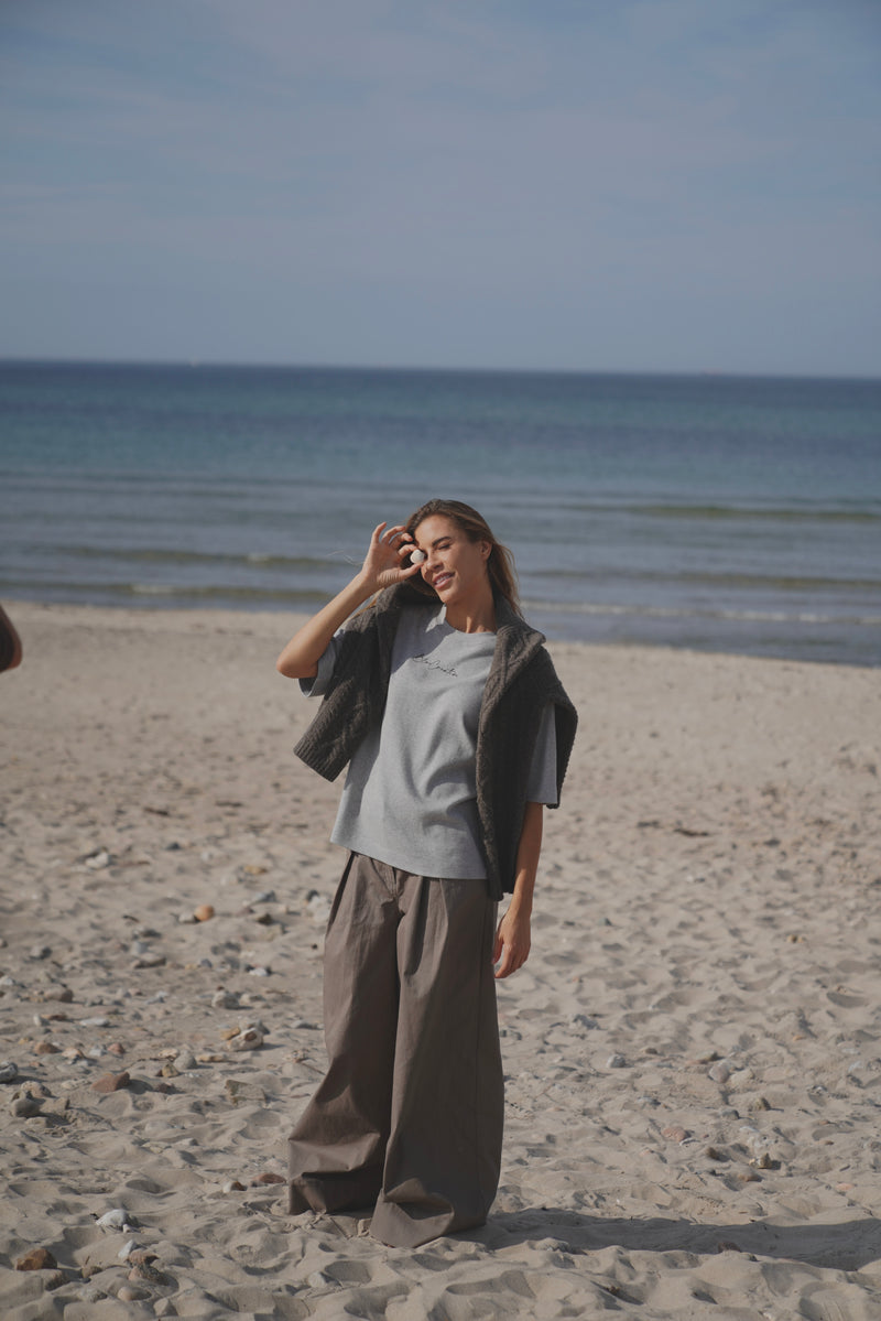 Cortney Cable Knit - Dusty Brown Melange