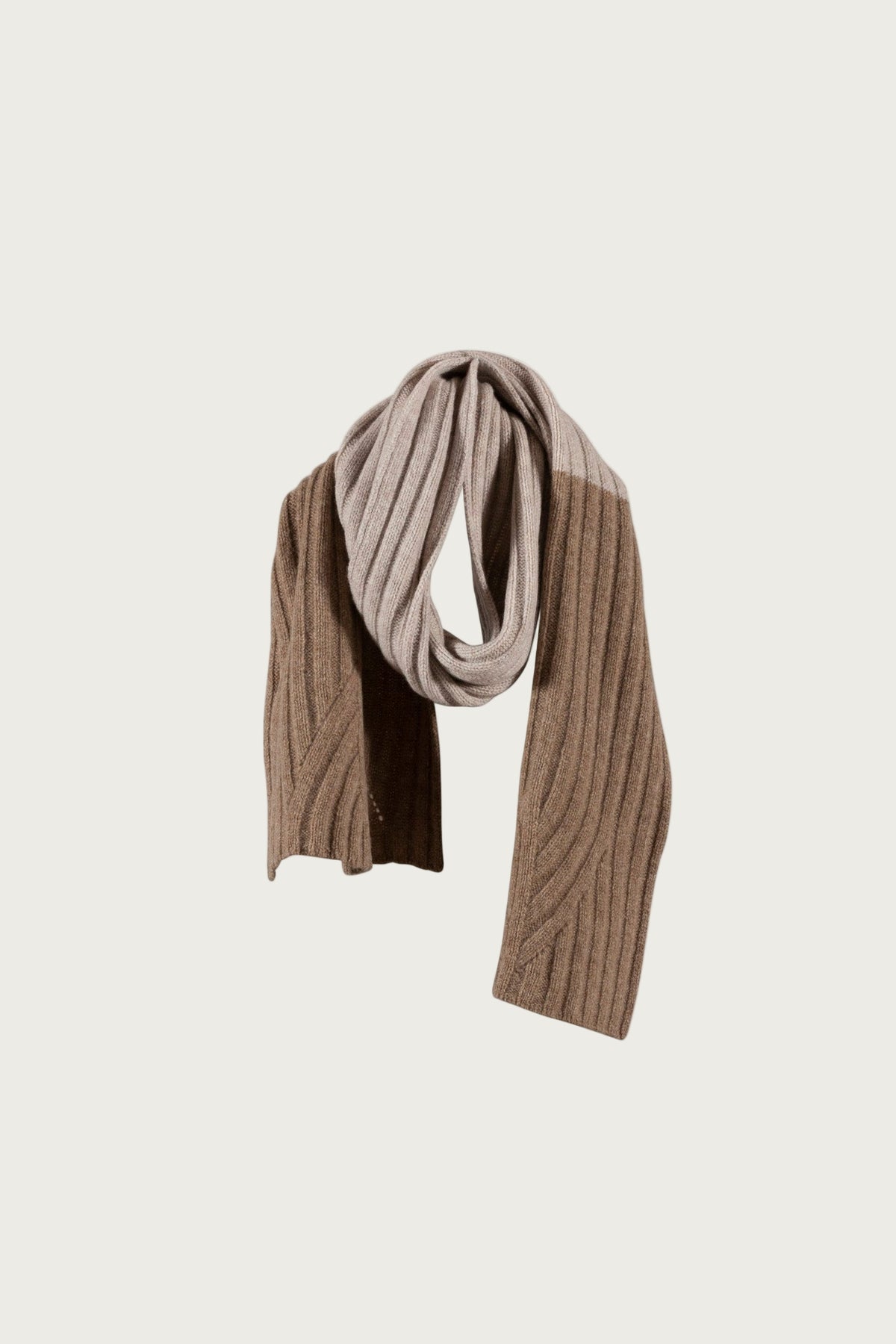 Fabienne Lambswool Knit Scarf - Cognac Melange