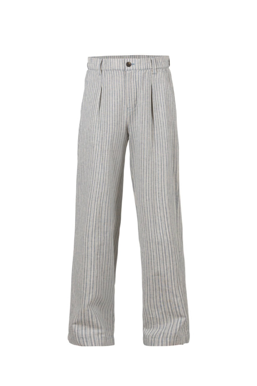 Deleste Striped Trousers - Iron Blue/Chalk