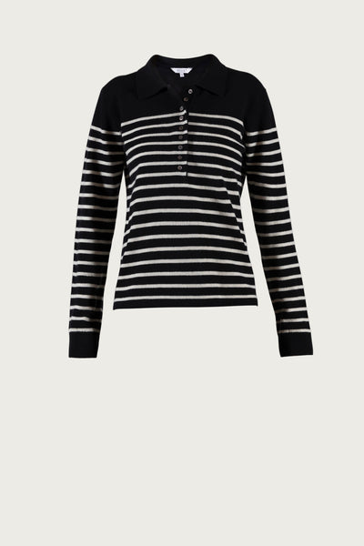 Franceska Wool Polo Knit - Black