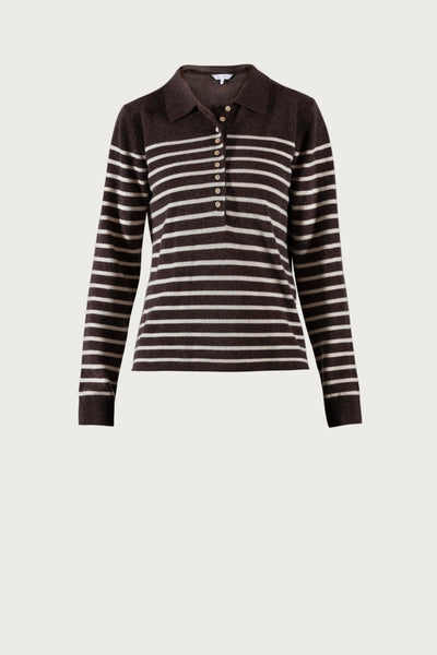 Franceska Wool Polo Knit - Chocolate Melange