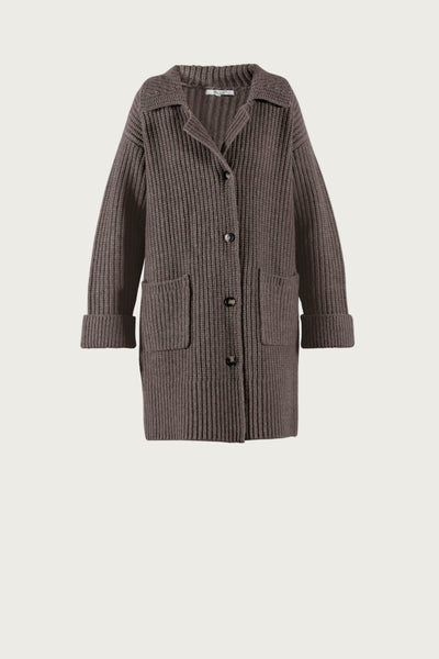 Fransine Long Knit Cardigan - Light Chocolate Melange