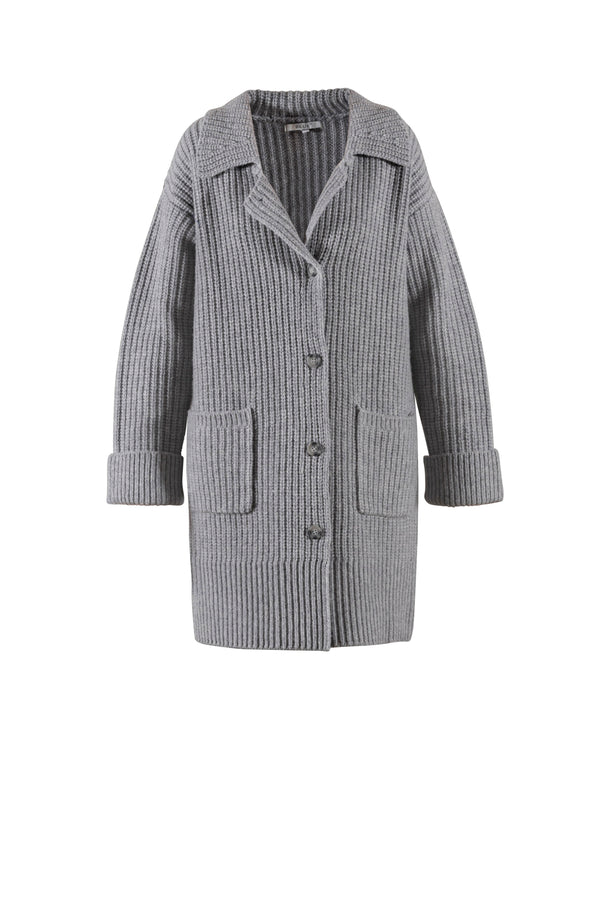 Fransine Long Knit Cardigan - Grey Melange